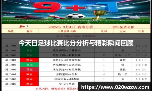 今天日足球比赛比分分析与精彩瞬间回顾