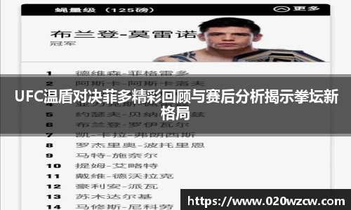 UFC温盾对决菲多精彩回顾与赛后分析揭示拳坛新格局